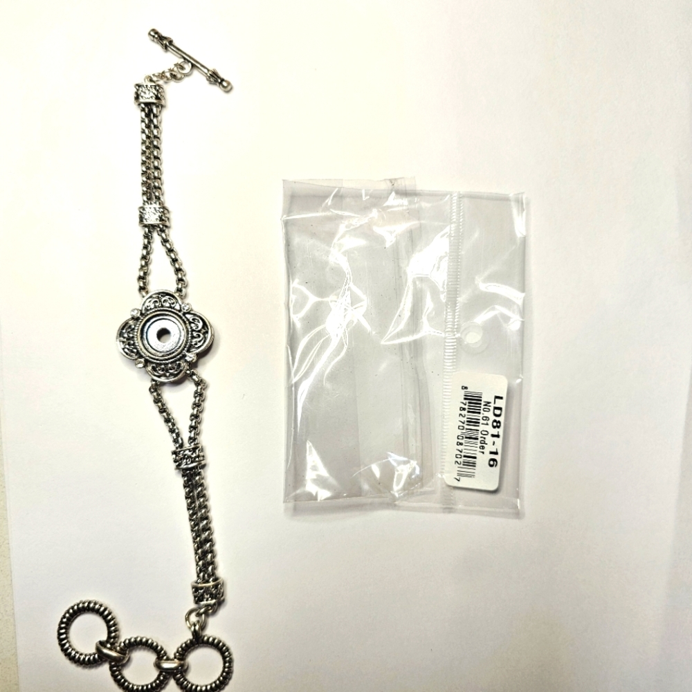 Charm Petite Lottie Dottie Toggle Charm Bracelet Crystal Antiqued Silver Crystal